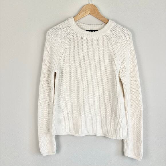 Jenni Kayne Cotton Fisherman Sweater Ivory XS EUC - Picture 3 of 6